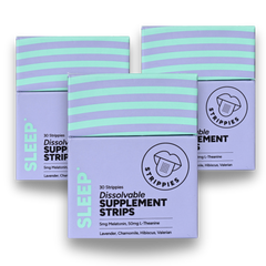 STRIPPIES SLEEP 3-Pack — Dissolvable Melatonin + L-Theanine Strips (90 ct, Cranberry)