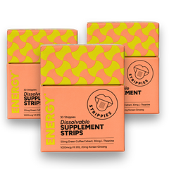 STRIPPIES ENERGY 3-Pack — Dissolvable Caffeine + B12 Strips (90 ct, Spearmint)